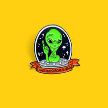 Alfileres esmaltados de Alien, broches de Alien verde, nave espacial, universo espacial, insignias de Vida Cósmica, joyería al por mayor 2024 - compra barato