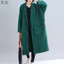 Plus Size 4XL 5XL 6XL Corduroy Long Coat Women Jacket Oversized Loose Casual Vintage Long Cardigan Autumn Winter Outerwear 2019 2024 - buy cheap