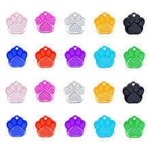 10 Uds. Etiquetas metálicas coloridas con forma de pata de perro, Nombre de mascota, identificación de perro, placa de identificación, etiquetas para collar para mascotas, colgantes 29*27mm 2024 - compra barato