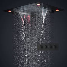 Black Shower Set Luxurious Bath System Large Rain Waterfall Concealed LED ShowerHead 600x800mm With Thermostatic Diverter Faucet 2024 - buy cheap