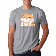 Camiseta linda del perro de Shiba Inu de las mejillas gordas suave Camiseta cuello redondo S-3XL Harajuku Camiseta de manga corta 2024 - compra barato