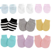 3 ~ 4 пар/уп. простые милые детские вязаные рукавицы для новорожденных, анти-едят, перчатки для защиты лица, Детская рукавица 2024 - купить недорого
