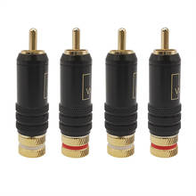 Conector rca banhado a ouro 4 embutido, durável, cobre, plug macho rca, parafusos para solda, conector de fio de áudio/vídeo 53mm * 13mm 2024 - compre barato