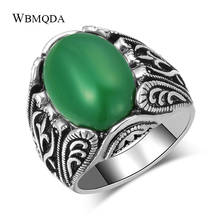 Wbmqda Luxury Green Stone Big Ring For Women Antique Silver Color Vintage Wedding Jewelry Drop Shipping 2024 - buy cheap