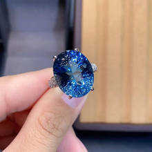 Natural And Real Blue Topaz ring 925 sterling silver Wholesales Fine jewelry gem 13*18mm 2024 - buy cheap
