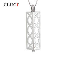 CLUCI 925 Серебряный кулон ювелирные изделия геометрический кубоид персонализированные подвески для женщин винтажные ювелирные изделия из стерлингового серебра жемчужный медальон SC203SB 2024 - купить недорого