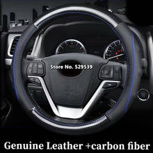 Car Genuine Leather Carbon Fiber Steering Wheel Covers for Jeep Commander PATRIOT COMPASS RENEGADE Grand Cherokee Wrangler 2024 - buy cheap