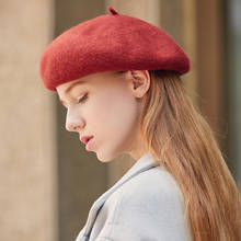 2021 Soild Color Beret Femme Hat Wool Warm Winter French Felt Berets Caps For Women Spring Outdoor Lolita Hat For Girls Women 2024 - buy cheap