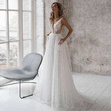 Charming V-neck A-line Bridal Dresses 2021 Plus Size Sweep Train Applique Sleeveless Organza Wedding Gowns 2024 - buy cheap