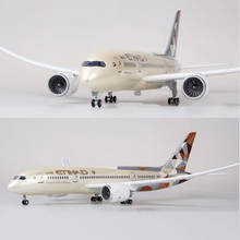 1/130 Scale 43cm Airlines Boeing B787 Dreamliner Aircraft ETIHAD Airplane Model W Light and Wheels Diecast Plastic Resin Plane 2024 - buy cheap