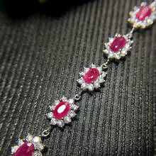 MeiBaPJ-pulsera de plata de ley 925 con gema de rubí Natural y girasol, brazalete de piedra roja para mujer, joyería fina de boda 2024 - compra barato