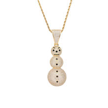 Hip Hop Micro Paved AAA+ Cubic Zirconia Iced Out Bling Little Snowman Pendants Necklace for Men Rapper Jewelry Gold Silver Color 2024 - buy cheap