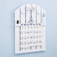 Calendario perpetuo de madera de estilo mediterráneo, conchas de resinas creativas hechas a mano, calendario colgante de pared, decoraciones para el hogar 2024 - compra barato
