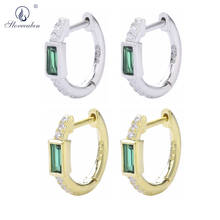 Slovecabin New Arrival 100% Real 925 Sterling Silver Green Zircon Hoops 2020 Luxury Circle Earring Fashion European Jewelry 2024 - buy cheap