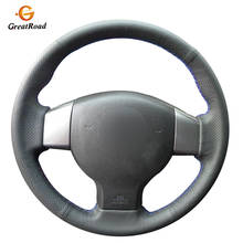 Capa de volante de carro de couro legítimo, costura à mão, preta, para nissan tiida 2005-2007 sylsm 2006-2009 versa 2006-2009 2024 - compre barato