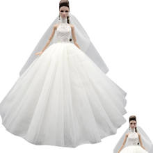 NK 1 Pcs Newest Doll Princess White Fashion Princess Dress Noble Wedding Dress For Barbie Accessories Doll Girl Gift 254B 10X 2024 - buy cheap