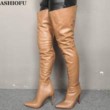 ASHIOFU Handmade Ladies Thigh High Boots Sexy Night-club Party Prom Over Knee Boots Real-pictures Winter Fashion Evening Boots 2024 - buy cheap