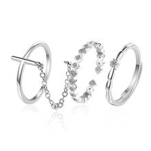 3 pcs/Lot Silver Color Rings Adjustable Crystal Cross Finger Ring For Women Wedding Jewelry Bijoux Femme  JZ327 2024 - buy cheap