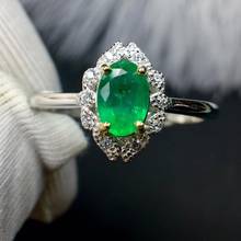 Anel feminino de esmeralda verde, joia de prata com gema natural, presente de aniversário, festa de noivado e amor para datas 2024 - compre barato