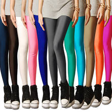 Women Sexy Slim Push Up Leggings Shine Solid Color Neon Legins Skinny High Waist Leggings For Female Leggins Stretched Legins 2024 - buy cheap