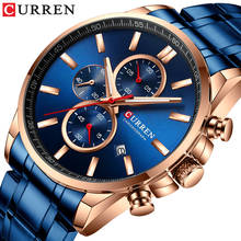 CURREN Мужские Часы повседневные спортивные часы Топ люксовый бренд синие полностью Стальные кварцевые наручные часы с хронографом военные мужские часы 2024 - купить недорого
