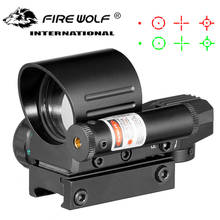 Tactical 4 Reticle  Red Green Dot Sight Hunting Rifle Reflex Dot Sight Brightness Adjustable Aluminum Casing With Red  Laser. 2024 - buy cheap