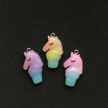 10pcs 32mm*20mm Cute Multicolor Resin Flatback Unicorn charms For Necklace Keychain Pendant DIY Making Accessories 2024 - buy cheap