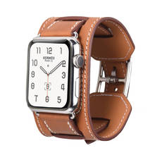 Кожаный ремешок Herm Logo Для Apple Watch, 42 мм, 38 мм, 40 мм, 44 мм, браслет для iWatch, ремешок серии 5, 4, 3, 2, 1 2024 - купить недорого
