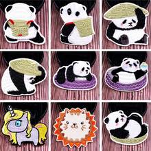 Cute Panda Dog Patch Iron On Patches Cartoon Animals Embroidered Patches For Clothes Stripes Anime Patch Sticker Applique Decor 2024 - buy cheap