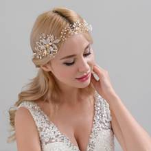 TOPQUEEN HP68 Wedding Hair Vine Wedding Hair Accessories Pearl and Crystal Beaded Flowers Bridal Headband Party Hair Jewelry 2024 - buy cheap
