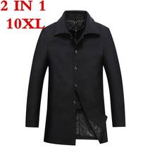Casaco de lã de inverno 10xl 9xl lazer longas seções casacos de lã casacos de moda de cor pura masculina/casaco casual 2024 - compre barato