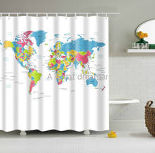 Cortina De ducha con mapa del mundo, diseño impreso en 3d, impermeable, para decoración De baño 2024 - compra barato