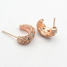 MOONROCY Rose Gold Color CZ Crystal Earrings CZ Simple Party Simple Jewelry Wholesale for Women Girls Gift Dropshipping 2024 - buy cheap