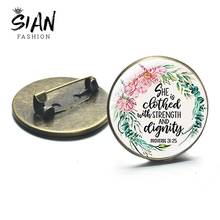 SIAN Charm-broches de arte con palabras inspiradoras, insignias de Pin de solapa, de Color bronce, hechos a mano 2024 - compra barato