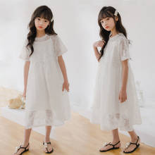 Детское кружевное платье с вышивкой, летнее свободное платье для девочек от 5 до 17 лет, #8741 2024 - купить недорого