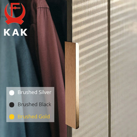 KAK Black Silver Hidden Cabinet Handles Zinc Alloy Kitchen Cupboard Pulls Drawer Knobs Bedroom Door Furniture Handle Hardware 2022 - купить недорого