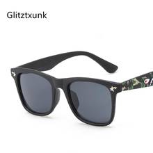 Glitztxunk-gafas de sol Retro para niños y niñas, lentes de sol con montura cuadrada de Color negro, a la moda, UV400 2024 - compra barato