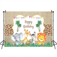 Cenário para fotos de aniversário, decoração de festas de aniversário com tema da selva, animais selvagens, customizado, fundo de cabine de foto 2024 - compre barato
