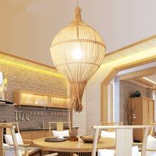 Madeira moderna luz pingente de bambu pendurado luzes da sala estar pingente restaurante hotel lâmpadas pingente carne luminárias decoração 2024 - compre barato