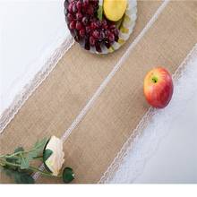 Natural Vintage Jute Linen Hessian Burlap Table Cloth Runner Country Event Wedding Decoration Party decor Supplies 2024 - buy cheap