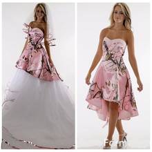 Charming Pink Camo A Line Wedding Dress Camouflage White Tulle Detachable Train Bridal Gowns Custom Lace Up Back 2020 Vestidos 2024 - buy cheap