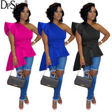 DPSDE 2020 fashion hot sale women street casual style t-shirt sleeveless one shoulder pure color ruffles simple t-shirt 2024 - buy cheap