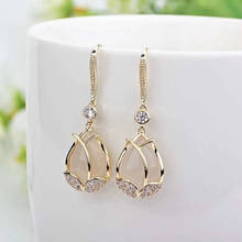 Opal Tulip Flower Dangle Earring For Women Gold Color Drop Earrings Fashion Jewelry Accessories 2024 - buy cheap