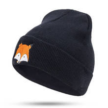 Gorro de punto con bordado de zorro para hombre y mujer, gorro de estilo Hip Hop, Punk, urbano, cálido, para deportes al aire libre, esquí, U16, Otoño e Invierno 2024 - compra barato