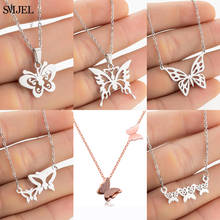 SMJEL Simple Butterfly Necklaces Pendants Jewelry for Women 2020 New Wedding Butterfly Stainless Steel Chain Necklace Collar 2024 - buy cheap