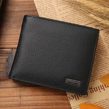 100% Genuine Leather Mens Wallet Premium Product Real Cowhide Wallets for Man Short Black Walet Portefeuille Homme 2024 - buy cheap