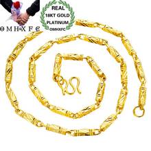 OMHXFC Wholesale European Fashion Male Party Birthday Wedding Gift Long 50cm Cylinder Real 18KT Gold Chain Necklace NL19 2024 - buy cheap