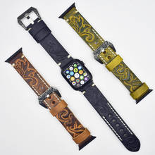 Винтажный кожаный ремешок для Apple Watch 38 мм, 42 мм, 40 мм, 44 мм, сменный ремешок для iWatch Series 4, 3, 2, 1, браслет 2024 - купить недорого