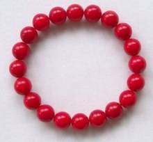 Fashion jewelry   NEW Pretty 10MM Red Coral Beads Stretchy Bracelet 7.5" 2024 - buy cheap