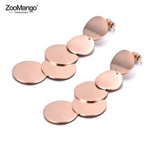 ZooMango Trendy Titanium Stainless Steel 5Pcs Combined Circle Stud Earrings Bohemia Geometric Jewelry For Women Girl ZE19078 2024 - buy cheap